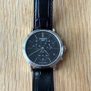 Tissot Men’s Black Chronograph Stainless Steel Watch 43 mm Swiss Quartz Movement